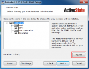 ActivePerl ブラウズを選択