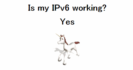 Is my IPv6 working? ユニコーンが走る