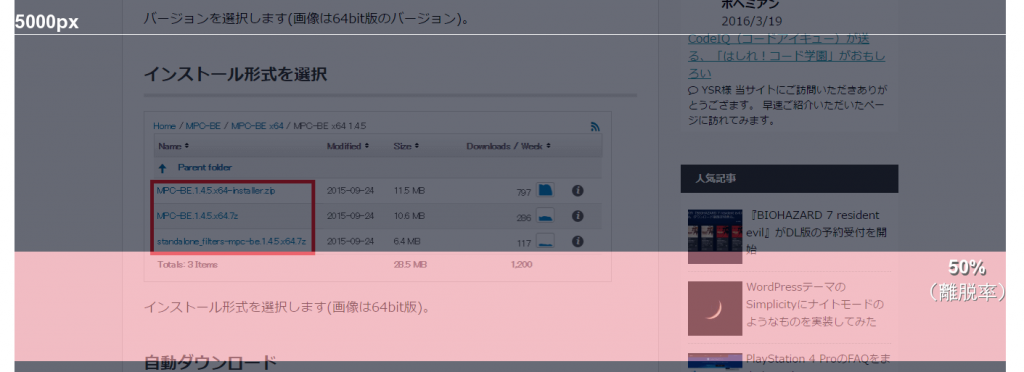 User Heat 「離脱エリア」ユーザーが離脱した箇所を表す