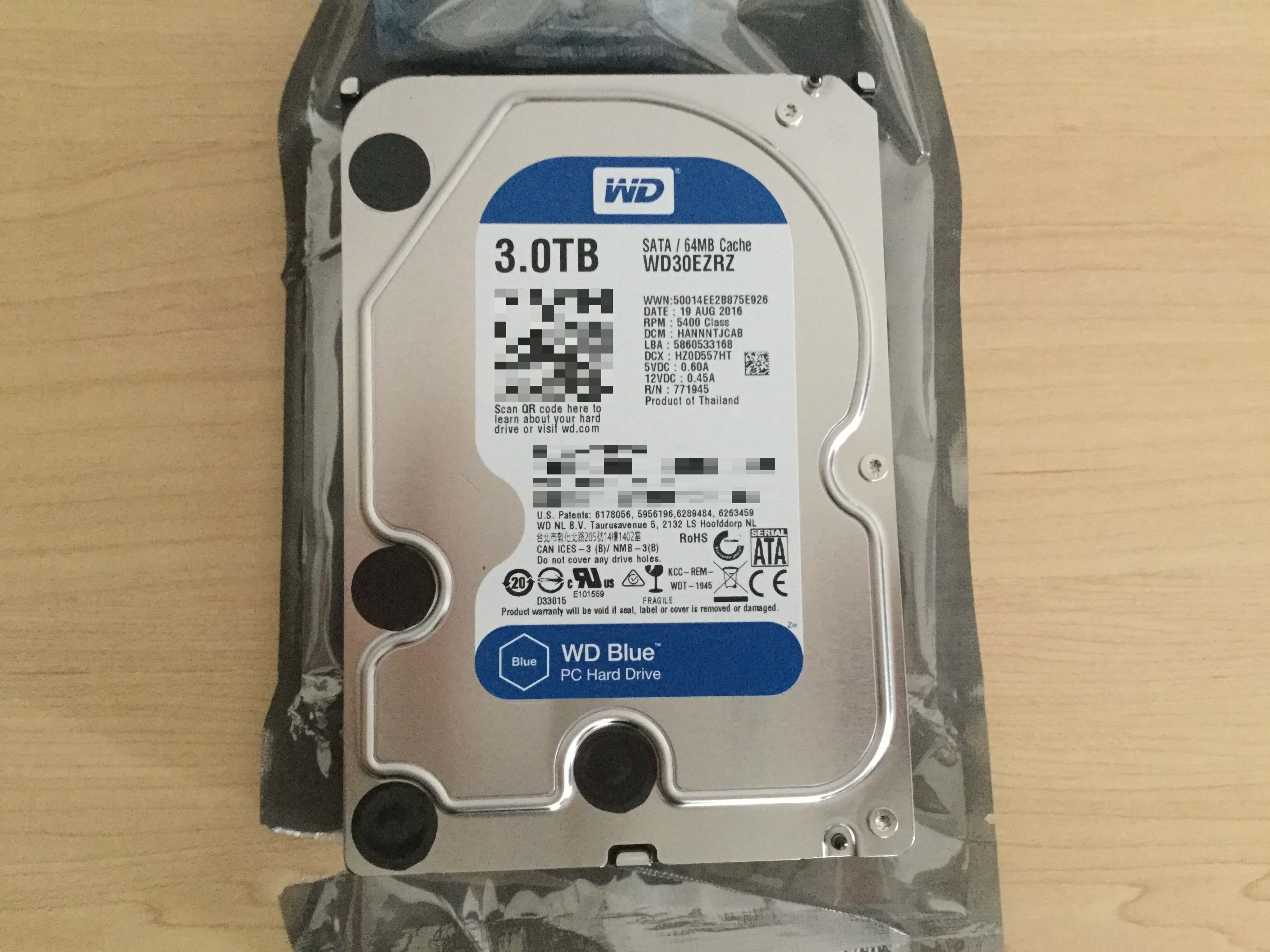 CRCエラーが出たので新しく3TB内蔵ハードディスクの「WD Blue」を買っ ...