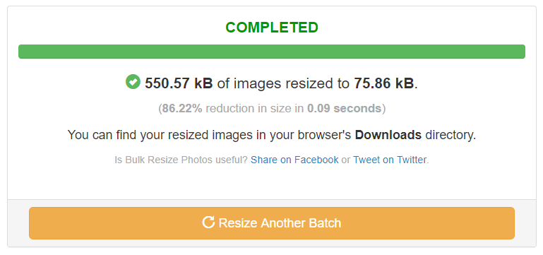 BULK RESIZE 画像がダウンロードされる