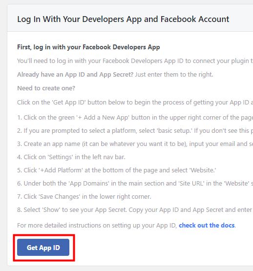 Instant Articles Facebookにログインしている状態で「Get App ID」をクリック