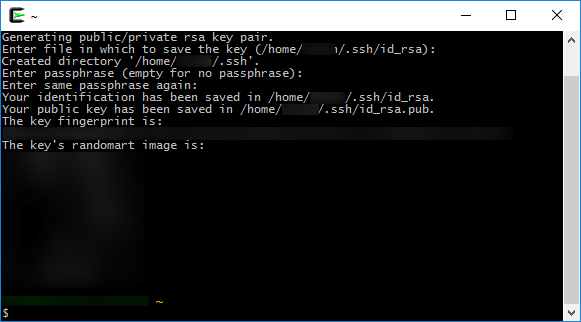open-ssh 「id_rsa」、「id_rsa.pub」ファイルが生成される旨のメッセージ